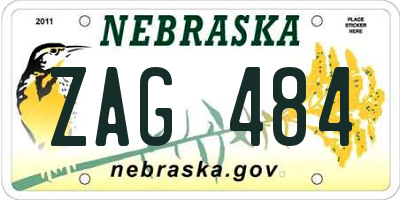 NE license plate ZAG484