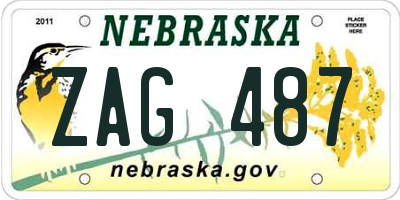 NE license plate ZAG487