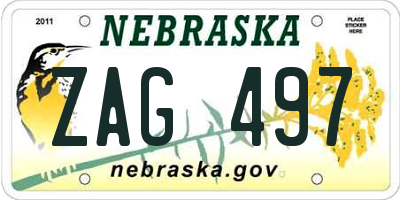 NE license plate ZAG497