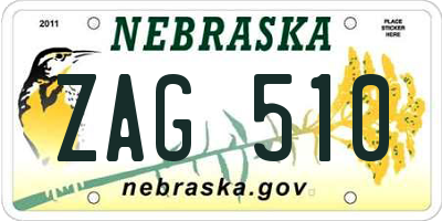NE license plate ZAG510