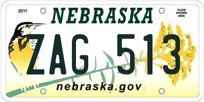 NE license plate ZAG513