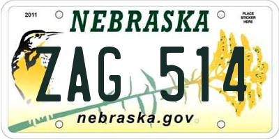 NE license plate ZAG514