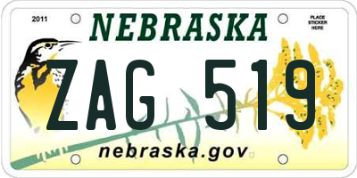 NE license plate ZAG519