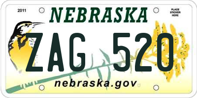 NE license plate ZAG520