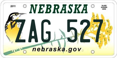 NE license plate ZAG527