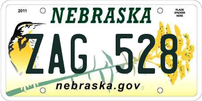 NE license plate ZAG528