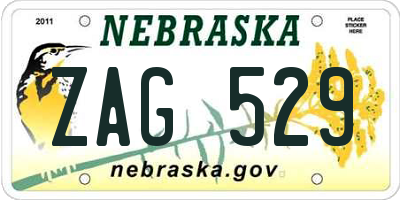 NE license plate ZAG529