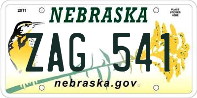 NE license plate ZAG541