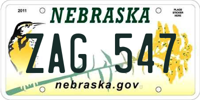 NE license plate ZAG547