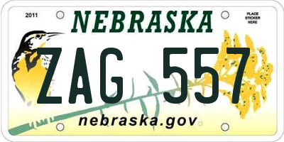 NE license plate ZAG557