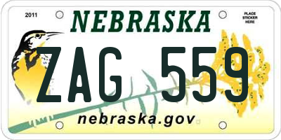 NE license plate ZAG559