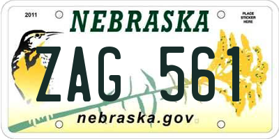 NE license plate ZAG561