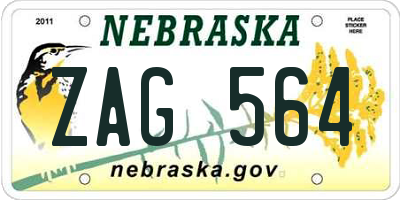 NE license plate ZAG564