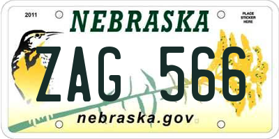 NE license plate ZAG566