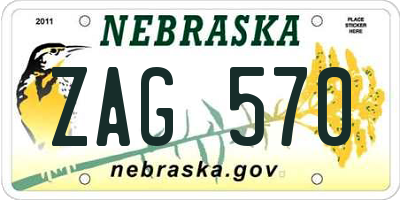 NE license plate ZAG570