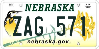 NE license plate ZAG571