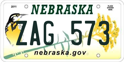 NE license plate ZAG573