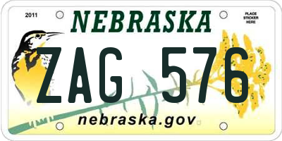 NE license plate ZAG576