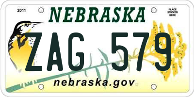 NE license plate ZAG579