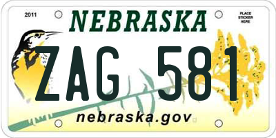 NE license plate ZAG581