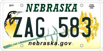 NE license plate ZAG583