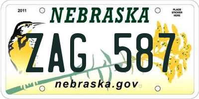 NE license plate ZAG587