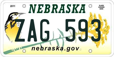 NE license plate ZAG593