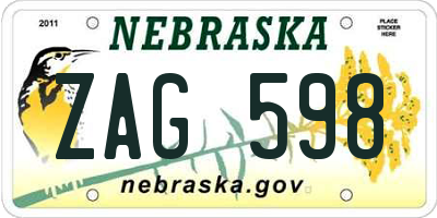 NE license plate ZAG598
