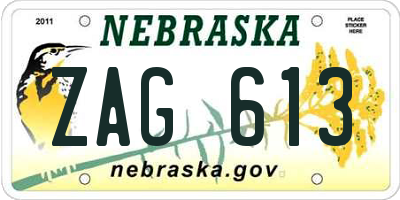 NE license plate ZAG613