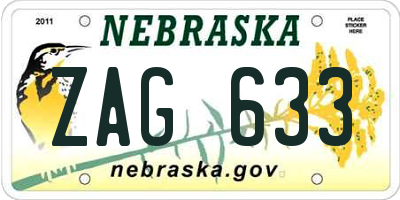 NE license plate ZAG633