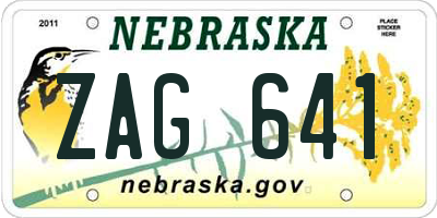 NE license plate ZAG641