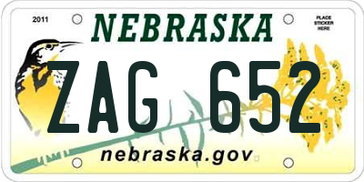NE license plate ZAG652