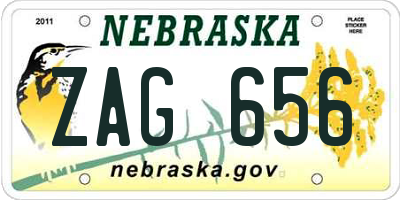 NE license plate ZAG656