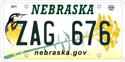 NE license plate ZAG676