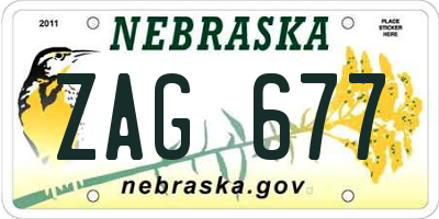 NE license plate ZAG677