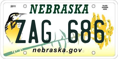 NE license plate ZAG686