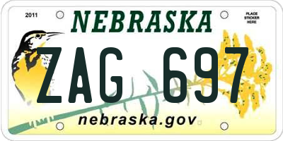 NE license plate ZAG697