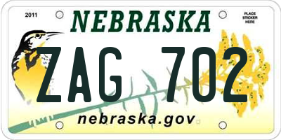 NE license plate ZAG702