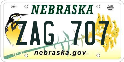 NE license plate ZAG707