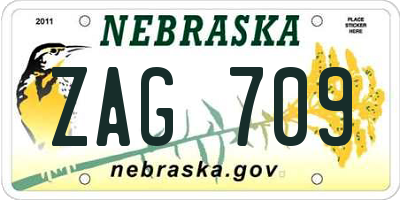 NE license plate ZAG709