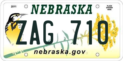 NE license plate ZAG710