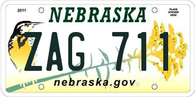 NE license plate ZAG711