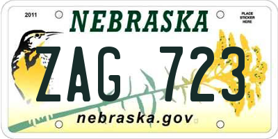 NE license plate ZAG723