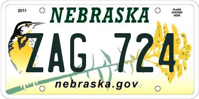 NE license plate ZAG724
