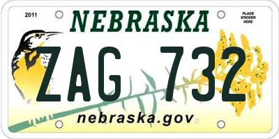 NE license plate ZAG732