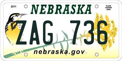 NE license plate ZAG736