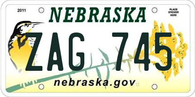 NE license plate ZAG745
