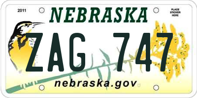 NE license plate ZAG747