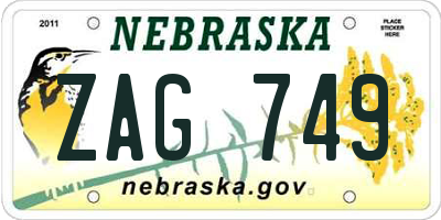 NE license plate ZAG749