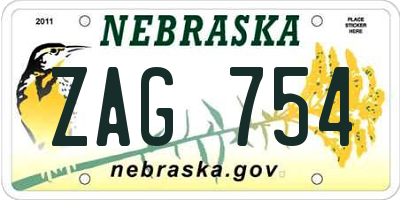 NE license plate ZAG754